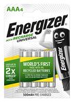 Energizer Rechargeable Batteries AAA, Recharge Universal, Pack Of 4, 635673