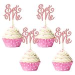 Gyufise 36Pcs Eat Me Cupcake Toppers Rose Gold Glitter Alice Cupcake Picks Baby Shower Boys Girls Kids Birthday Wonderland Theme Party Cake Decorations Supplies