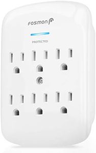 Fosmon 6 Outlet Wall Mount Surge Protector, 3-Prong Surge Suppression 1200 Joules, 15A 125VAC 60Hz 1875Watts Wall Outlet Adapter, Grounded LED, ETL Listed - White