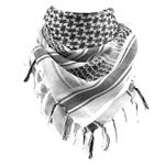 LORJE 100% Cotton Shemagh Scarf Arab Tactical Desert Thickened Scarf Wrap for Women and Men, Black&white, 42" x 42"
