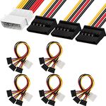 DKARDU 5 Pack 4 Pin Molex to3 SATA Power Cable, Molex IDE Male to 3 x 15 Pin SATA Female Power Supply Cable Hard Drive HDD 20cm 7.8 inch