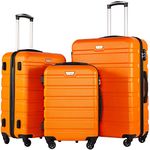 Coolife Luggage 3 Piece Set Suitcase Spinner Hardshell Lightweight TSA Lock, orange, 20in24in28in