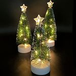 3 Pcs Tabletop Christmas Tree with Lights Mini Artificial Xmas Tree with LED String Lights Christmas Party Decoration Miniature Table Ornaments Home Office Tabletop Decor Mini Desk Top Christmas Tree