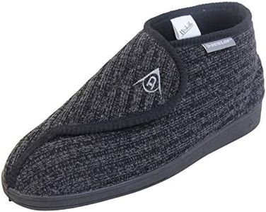 Dunlop Chaussons orthopédiques réglables pour homme avec fermeture tactile, Tricot noir., 42 2/3 EU
