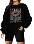 FASHGL Halloween Salem Apothecary Sweatshirt Women Salem Witches 1692 Shirt Fall Oversized Crewneck Pullover Tops, Black, X-Large