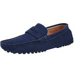 yldsgs Men's Penny Loafers Moccasin Suede Leather Slip On Casual Dress Driving Shoes, Dark Blue, 8