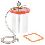 vidaXL Vacuum Chamber for Degassing Operations, Heavy-Duty Stainless Steel Material with Acrylic Lid, Equipped with Silicone Oil Vacuum Gauge and Shock-Resistant Meter, 11.42L Capacity, Weight 3.6...