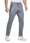 HCSS Mens Joggers Tracksuit Bottoms Men for Running Sports Lounge Open Hem Cotton with Zip Pockets Elasticated Waist (Dark Grey S)