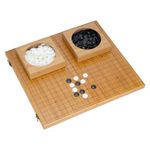 19x19 Folding Go Game Set Board with Bamboo Bowls and Imitation Jade Go Pieces,Backgammon Set Classic Board Game Weiqi Board Travel Set Games