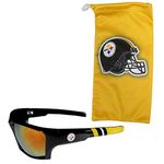 Siskiyou Unisex's Edge Wrap Sunglass and Bag Set NFL Sports Fan Shop Pittsburgh Steelers, One Size, Team Color