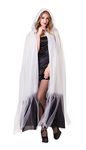 Bristol Novelty AC129 Hooded Cape White Ladies with Black Finish, One Size