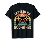 Leveled Up To Godfather Retro Vintage Godfather Gift T-Shirt