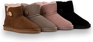 Aus Wooli Ugg Short Sheepskin Button Boot, Pink, Au Women 7/Au Men 5