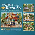 BITS AND PIECES 4-in-1 Multi-Pack 1000 Piece Jigsaw Puzzles for Adults - Memory Lane 1000pc Puzzle Set Bundle by Joseph Holodook 20''x27'' (51cmX69cm)