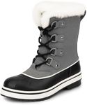 DREAM PAIRS Women's Snow Winter Boots Mid Calf Waterproof Warm Faux Fur Lined Lace Up Anti-slip Outdoor Duck Boots,Size 7,DARK GREY,SDSB2412W