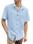 FINIVO FASHION Men's Casual Trendy Imported Popcorn Comfort Fit Half Sleeve Shirt | Men's Stylish Shirt Sky