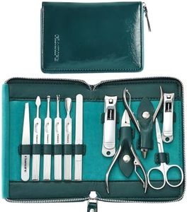 FAMILIFE Nail Kit, Professional Manicure Set Manicure Kit, 11 in 1 Stainless Steel Nail Clippers Set Pedicure Tools, Men Grooming Tool with Portable Blue Leather Travel Case Luxury Gifts for Him