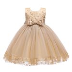 Weileenice Flower Big Girls Tulle Dresses Golden 9 10 Kids Wedding Photo Shoot Birthday Party Pageant Ball Gown Holiday Junior Ceremony Daddy Daughter Dance Formal Tutu Halloween Dress Rose Gold Gala