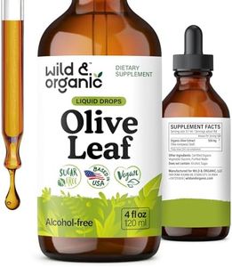 Wild & Organic Olive Leaf Liquid Extract - Olive Leaf Supplement for Immune Support - Oleuropein Liquid Drops - Vegan, Sugar & Alcohol Free Tincture - 4 fl oz