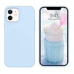 DUEDUE for iPhone 12 Case iPhone 12 Pro Case Liquid Silicone Slim Cover with Microfiber Lining Shockproof Protective Case for iPhone 12/12 Pro 6.1 inch Light Blue