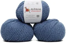 100% Baby Alpaca Yarn Wool Set of 3 Skeins Bulky Weight - Made in Peru - Heavenly Soft and Perfect for Knitting and Crocheting (Denim Blue, Bulky)