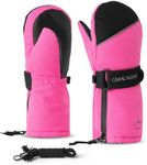 Caracaleap Toddler Waterproof Snow Mittens for kids 2-4, Thinsulate Warm Boys Girls Winter Ski Mittens Toddler Hot Pink 2-4Y
