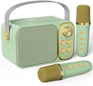 BESCOST Mini Karaoke Machine for Kids Adults, Portable Bluetooth Speaker with 2 Wireless Microphones, Kids Karaoke Machine for Girls Boys, Toys Birthday Gifts for 3-12+ Years Old Toddler (Green)