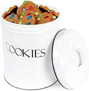 OUTSHINE White Vintage Cookie Jar | Cookie Jars with Lids Airtight for Kitchen Counter | Farmhouse Kitchen Decor Cute Cookie Jar | Powdercoated Steel Cookie Container | Best Cookie Tin for Gift Giving