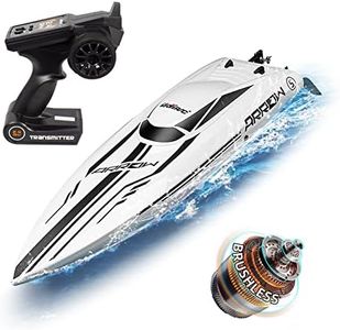 Ulifance Barco teledirigido de 48 km/h, sin escobillas, para piscinas y lagos, gran barco teledirigido, 2,4 GHz, regalo para niños y adultos (blanco)
