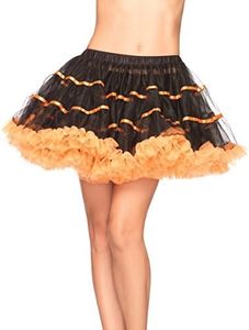 Leg Avenue Women's Layered Striped Petticoat, Black/Orange, One Size, Black/Orange, One Size