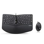 Perixx Periduo-406, Wired Compact Ergonomic Split Design Keyboard and Vertical Mouse Combo, Keyboard with Adjustable Palm Rest, Tilt Scroll Wheel, and Membrane Low Profile