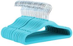 Amazon Basics Kids Velvet, Non-Slip Clothes Hangers for Infant and Toddle, 11.6 Inches, Pack of 50, Blue