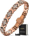 MagnetRX® Women’s Pure Copper Magnetic Bracelet - Ultra Strength Magnetic Copper Bracelet - Adjustable Length with Sizing Tool (Copper Clover)