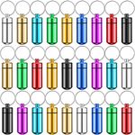 27 Pieces Aluminum Pill Holders Waterproof Pill Case Portable Mini Storage Pill Container with Keychain for Daily Use and Outdoor Camping Travel (Multicolor)