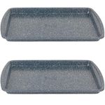 Russell Hobbs Nightfall Stone Baking Trays - Set of 2, 38cm Non-Stick Oven Tray, Lightweight, Oven Sheet for Biscuits, Cookies and Chips, Easy Clean, Durable Carbon Steel Bakeware, PFOA Free
