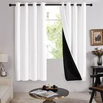 Deconovo Full Light Blocking Eyelet Curtains, Blackout Curtains with Blackout Lining, Modern Noise Protection Double Layer Curtains for Living Room Big Window, 52 x 72 Inch(W x L), White, One Pair