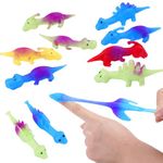 Ainiv 10PCS Slingshot Dinosaur Finger Toys, Rubber Stretchy Slingshot Dinosaurs, Dinosaur Finger Slingshots Christmas Stocking Fillers, Fun Stretchy Flick Dinosaur Slingshot Toy for Girls Boys Age3+