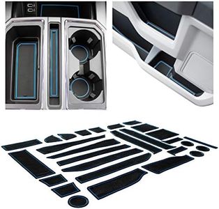 CupHolderHero fits Ford F150 Accessories 2015-2020 Premium Custom Interior Non-Slip Anti Dust Cup Holder Inserts, Center Console Liner Mats, Door Pocket Liners 30pc Set (Bucket SuperCrew) (Blue Trim)