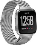 Metal Bands Compatible with Fitbit Versa/Versa 2/Versa Lite/Versa SE,Adjustable Magnetic Stainless Steel Mesh Loop Bracelet Wristbands for Fitbit Versa Smart Watch for Women Men