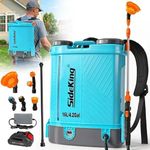 Sideking Battery Powered Backpack Sprayer 4.2 Gallon, 0–100 PSI Electric Garden Sprayer Compatible with Makita 18V Battery, with 5 Nozzles, Dual Wand for Weeding, Lawn Yard & Garden Care