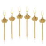 6pcs Birthday Candle, Cake Candles Crown Shape Birthday Fun Cake Toppers Decorations for Birthday Wedding Graduation Party Cake Decor (Gold)