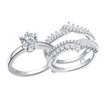 Newshe Wedding Rings for Women Solitaire Engagement Ring Band Set Sterling Silver 1.8Ct Cz Size 7