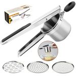 Roryimke 15oz Potato Ricer Heavy Duty Stainless Steel 3 Interchangeable Discs Potato Masher Spaetzle Maker with Silicone Handle Potato Press Kitchen Tool Perfect Ricer for Mashed Potatoes for Kitchen