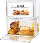 RISICULIS 2PCS Large Bread Box for Countertop, Stackable Double Layer Storage Container, Clear Boxes for Kitchen Counter, Bread Keeper for Homemade Bread, Bagel, Muffins, Rolls