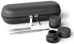 JCASE Dabbing Tool Set 2 x Titanium Dabber Tool for Oil Wax Concentrate Dab Rosin Resin Tools Including Two 5 ml Glass Wax Containers in Black Travel Kit