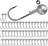 UperUper 50pcs Round Ball Fishing Jig Heads Set, Fishing Jig Head Hooks for Saltwater Freshwater Swimbait Bass Trout, 1/8oz 1/6oz 1/4oz