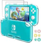 Daydayup Clear Case Compatible with Nintendo Switch Lite Protective, with 2-Pack Switch Lite Tempered Screen Protector and 6 Pcs Cult Thumb Grips,HD Clear