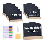 10 Pcs Reusable Mini Chalkboard Signs with Easel Stand for Food Labels, Double-Sided Use Message Board Signs, Weddings Place Cards, Birthday Parties, Table Numbers, Plants, Special Event Decorations