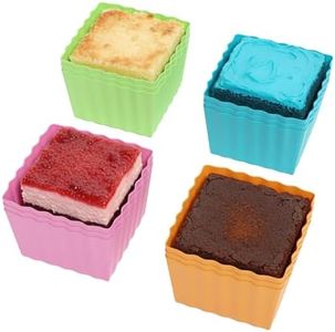 Bakerpan Silicone Square Molds for Baking, Baking Cups, Mini Cake Molds, Square Cupcake Liners, 1.5 Inch Cups - Set of 12
