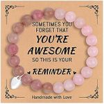 Sometimes You Forget You're Awesome Unique Gifts Best Friend Birthday Gifts Natural Stone Bracelets for Women Teen Girls, Alloy, alloy